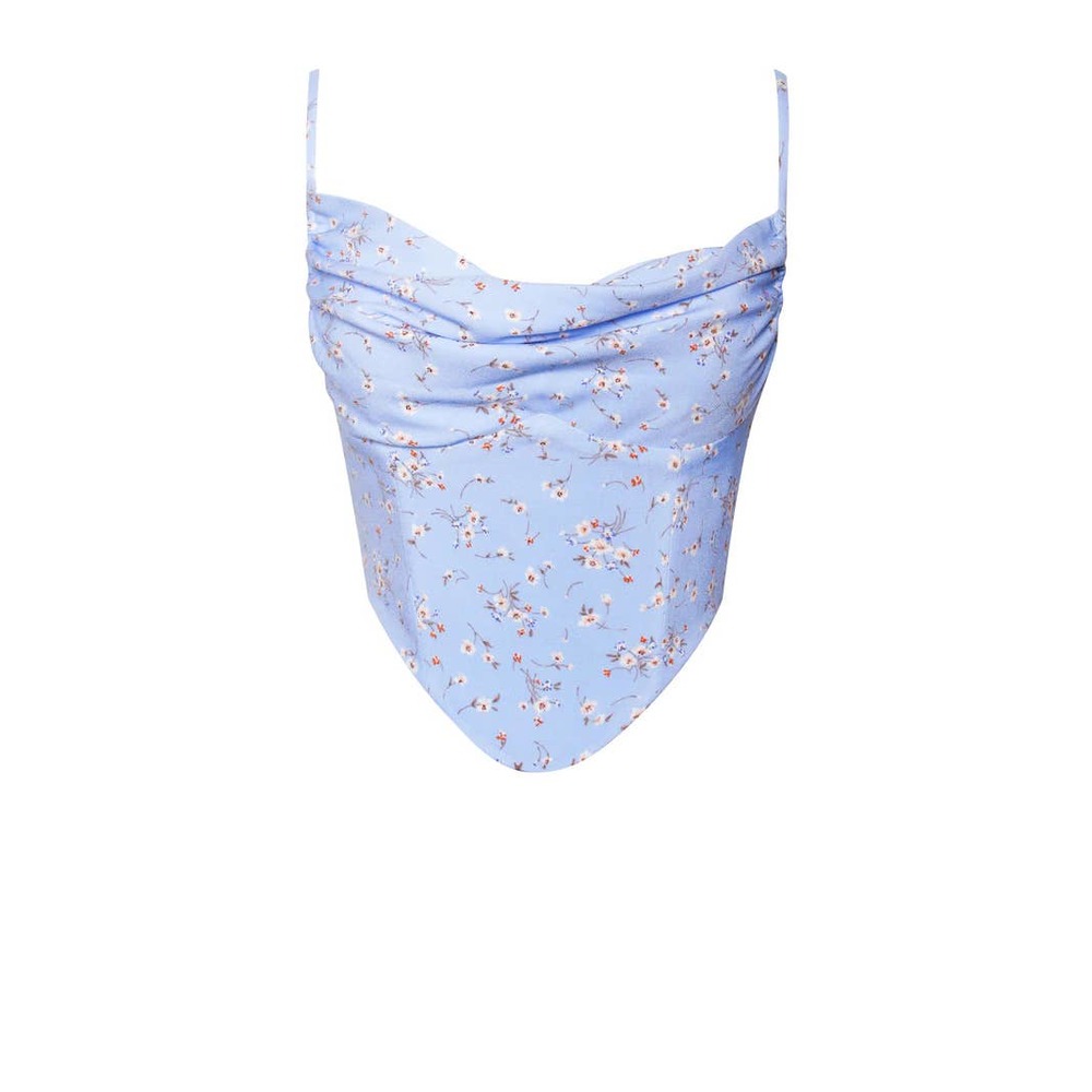 Miss Circle Nora Floral Corset Top & Mary Slit Skirt Set Blue Women's XS NWOT - Picture 6 of 7